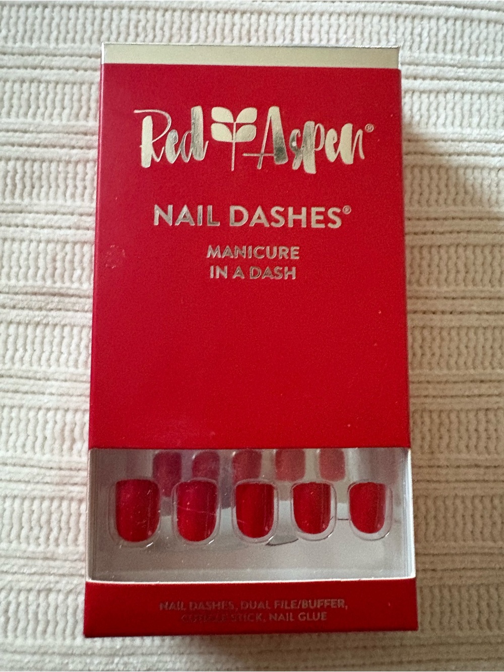 New Petite Red Aspen Nail Dashes Press-On Nails - Red Tulips for Terrie